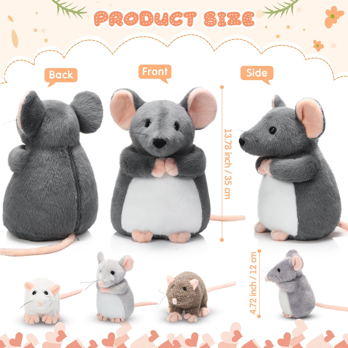 Arrowbash baby mouse plush 1 with soft fur ideal for cuddling