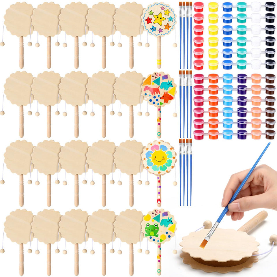 Arrowbash blank wooden rattle set, ready for customization.