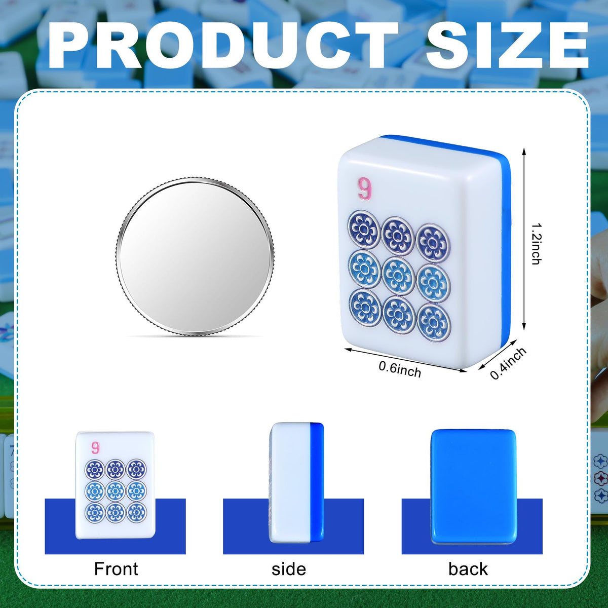 Arrowbash blue back mahjong tiles highlighting vibrant design and durability.