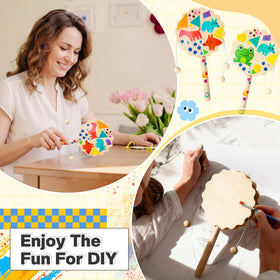 Arrowbash contents: 24 rattles, 6 paint sets, and 12 brushes for creative coloring.