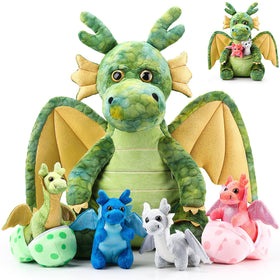 Arrowbash dragon mommy with babies and eggs, ideal for imaginative play.