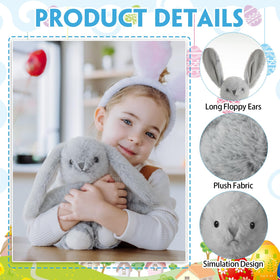 Arrowbash 11-inch plush bunny in light gray set for nursery decor.
