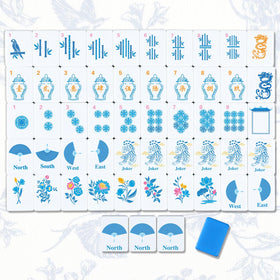 Arrowbash blue-backed mahjong set ideal for family night gatherings.