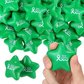 Arrowbash mental health star stress ball green 100 piece pack for awareness events