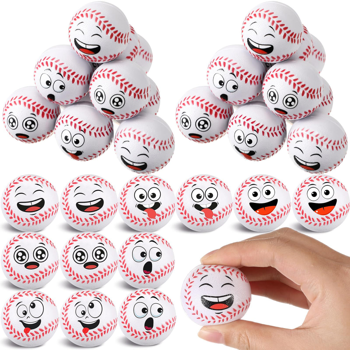 Arrowbash mini baseball stress ball with a smiling face for portable stress relief.