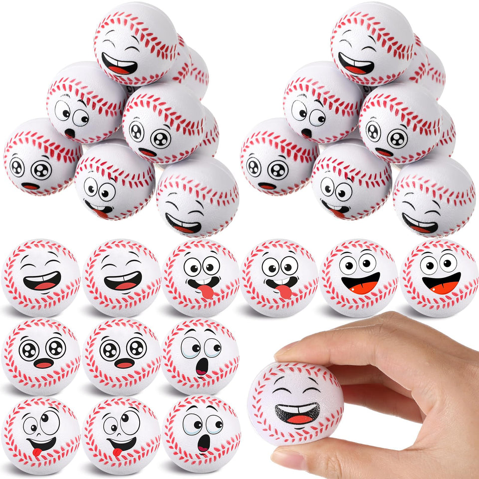 Arrowbash mini baseball stress ball with a smiling face for portable stress relief.