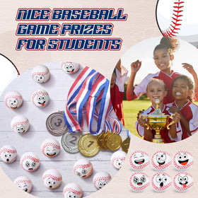 Arrowbash mini baseball stress ball with a thinking face for fidget-friendly practice.