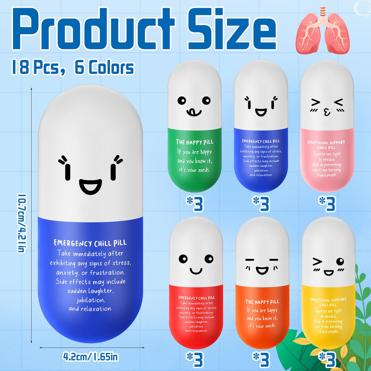 Arrowbash emergency pill stress ball featuring the capsule shape and playful face