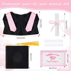 Arrowbash pink graduation gown for 8-inch plush toys; a polished look for celebrations.