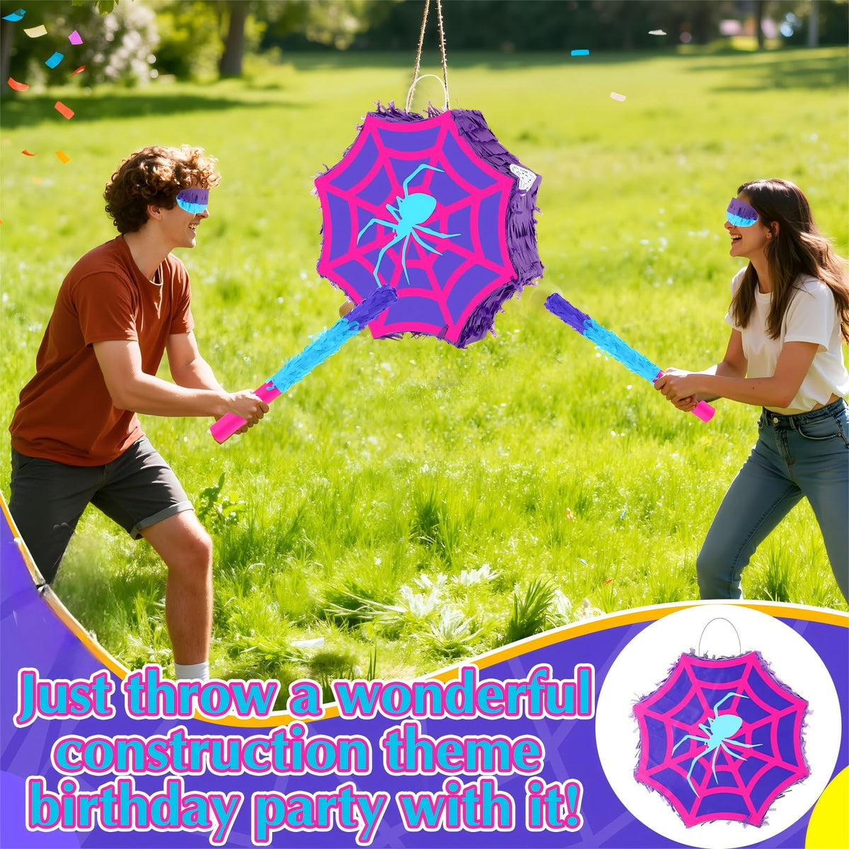 Arrowbash purple blue pinata ready to use includes secure hanging rope