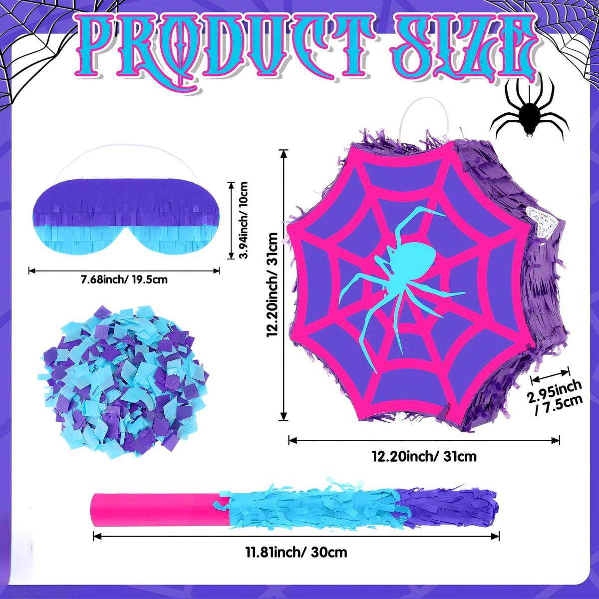 Arrowbash purple spider pinata hanging rope setup for quick party use