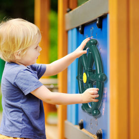 Arrowbash rock climbing holds offering sturdy grip for active outdoor play.