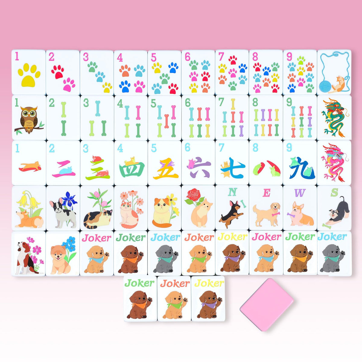Arrowbash Sosation animal-themed mahjong tiles with 3D engravings on the front.