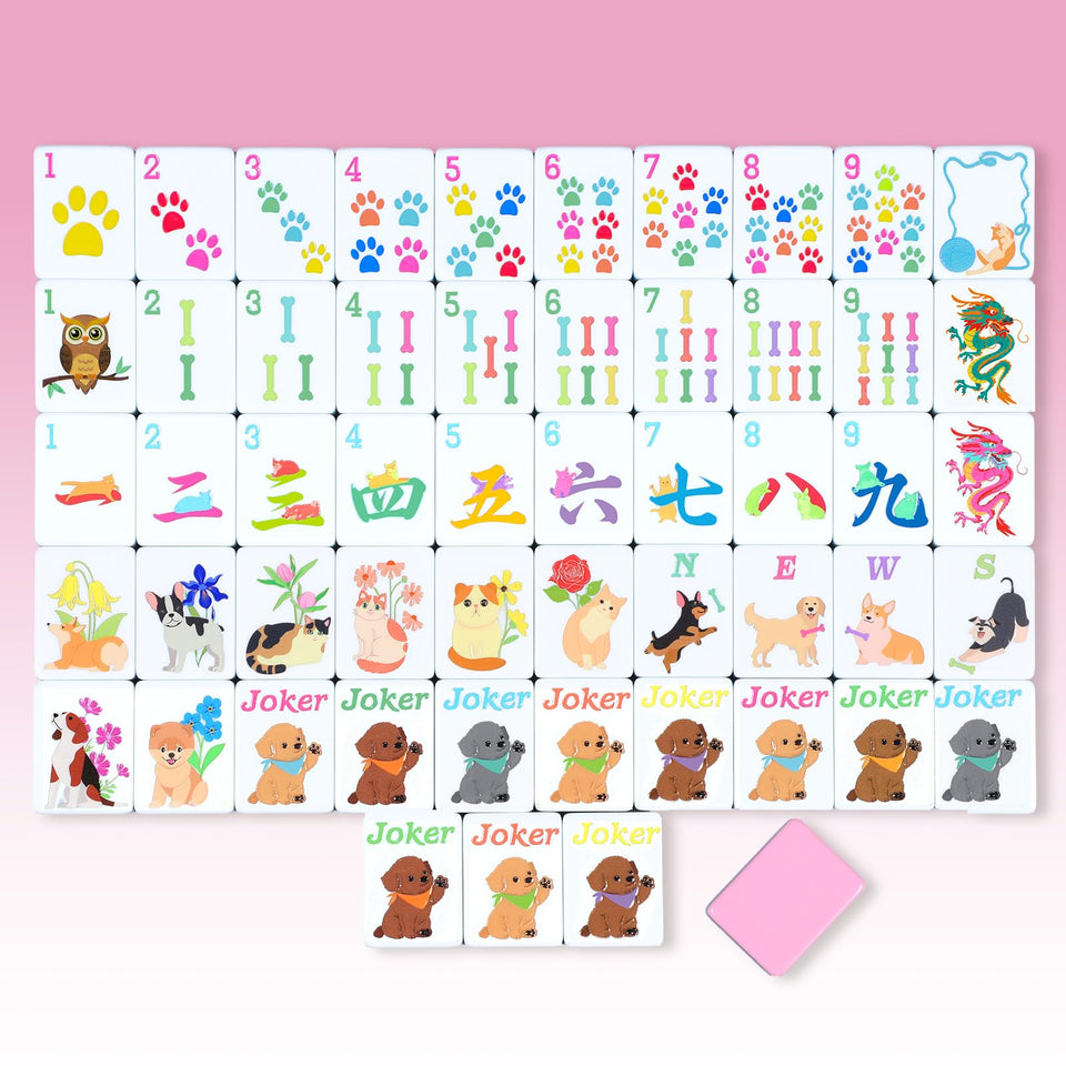 Arrowbash Sosation animal-themed mahjong tiles with 3D engravings on the front.