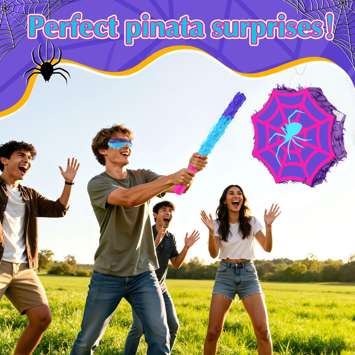 Arrowbash spider pinata durable cardboard construction withstands playful hits