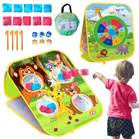 ARS Sports Animal bean bag toss board set up outdoors for family fun.