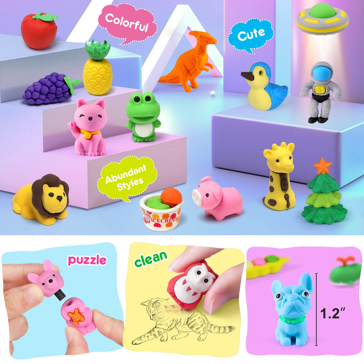 Arscniek car eraser modular pieces support quick classroom games