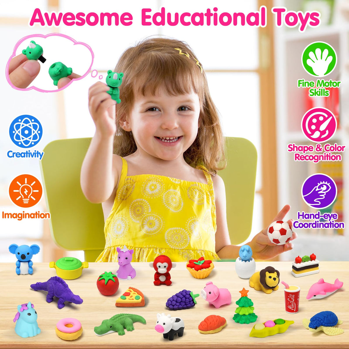 Arscniek tiger eraser colorful parts improve color recognition and sorting
