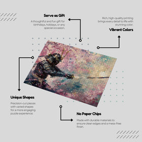 Art of Socks Cherry Blossom Samurai puzzle assembly emphasizes 1000-piece challenge