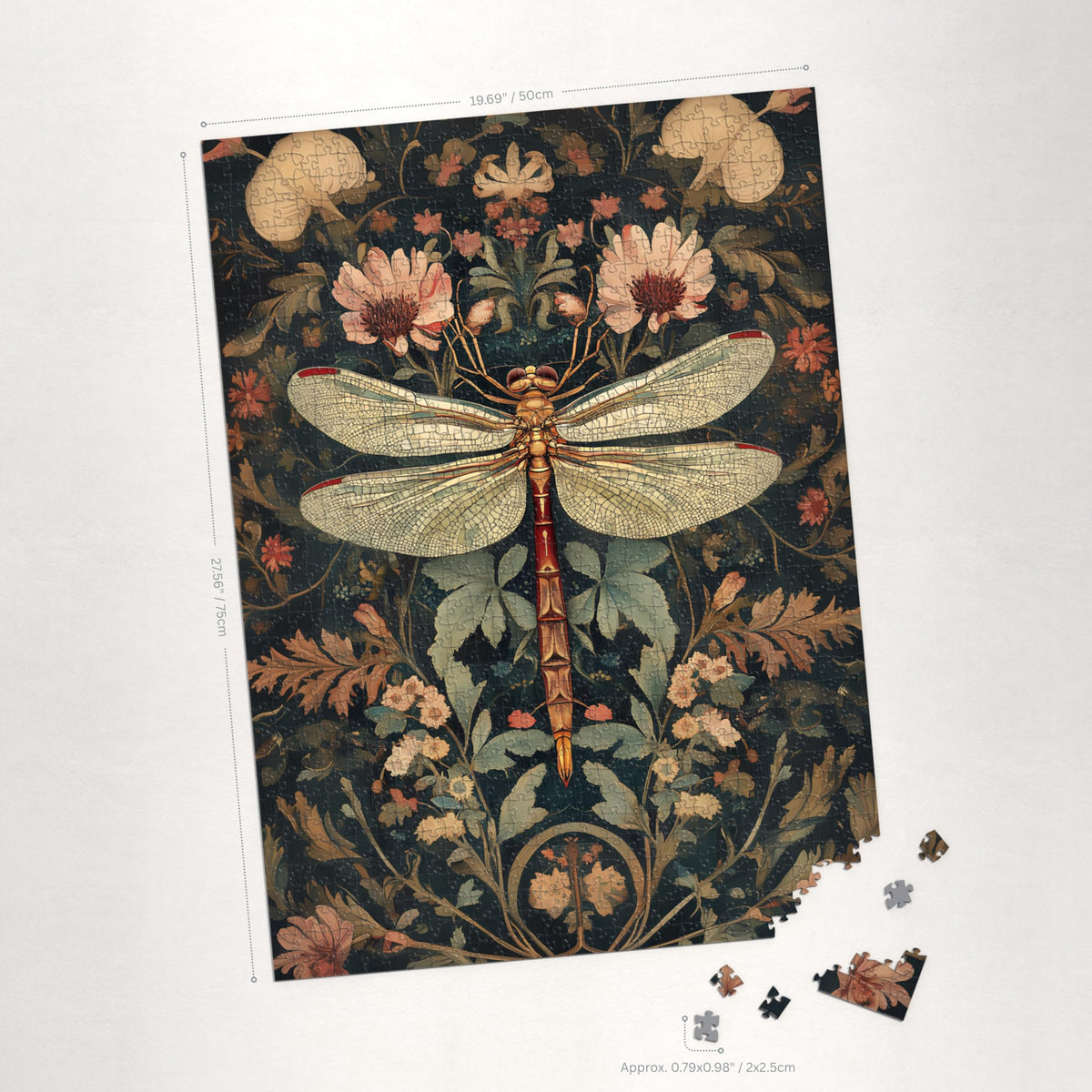 Finished size 50 by 70 cm presents a sizable, satisfying puzzle reveal.