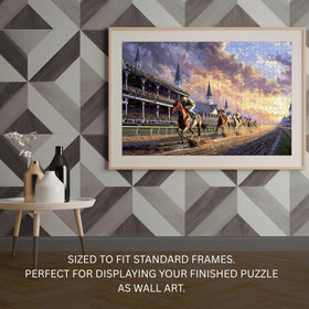 Art of Socks horse racing puzzle conveys a thoughtful gift for equestrian fans.