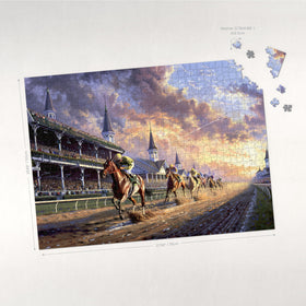 Art of Socks horse racing puzzle in progress offers an engaging solving challenge for adults.