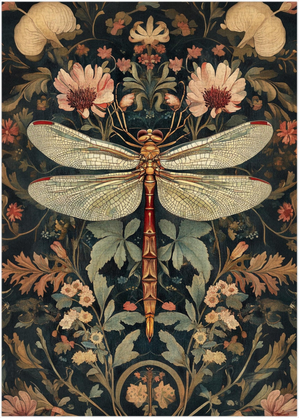 Art of Socks Vintage Floral Dragonfly Puzzle 1000 pieces shows delicate dragonflies for focused concentration.