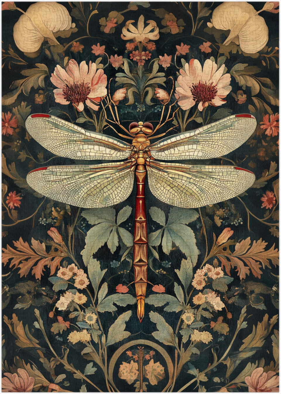 Art of Socks Vintage Floral Dragonfly Puzzle 1000 pieces shows delicate dragonflies for focused concentration.