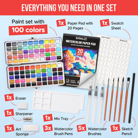 Art Vista 100 color swatches showing metallics and neons for vibrant effects
