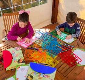 Art with Smile drawing stencils colored pencils and paper for quick art sessions