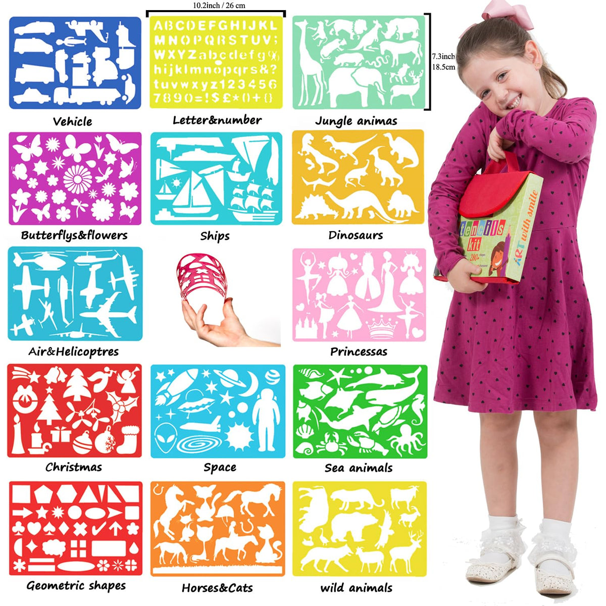 Art with Smile 14 stencil sheets for varied designs and creative coloring