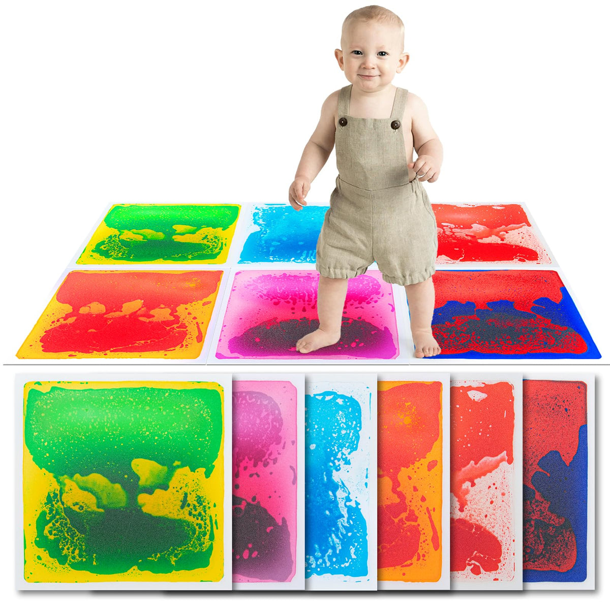 Art3d liquid sensory floor tile with cosmos colors adds vibrant play space.