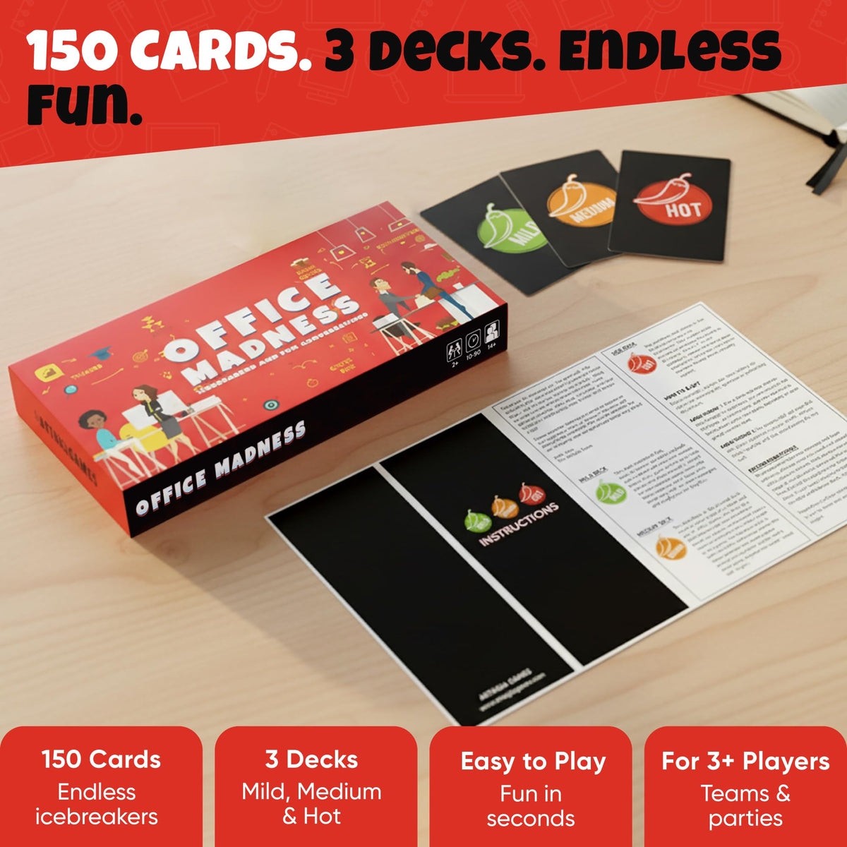 ARTAGIA Office Madness icebreaker-cards invite easy conversation starters during meetings.