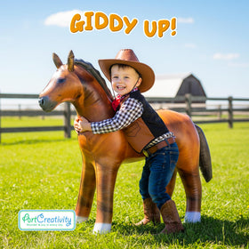 ArtCreativity inflatable horse, front view, bold centerpiece for Western parties and kids' celebrations.