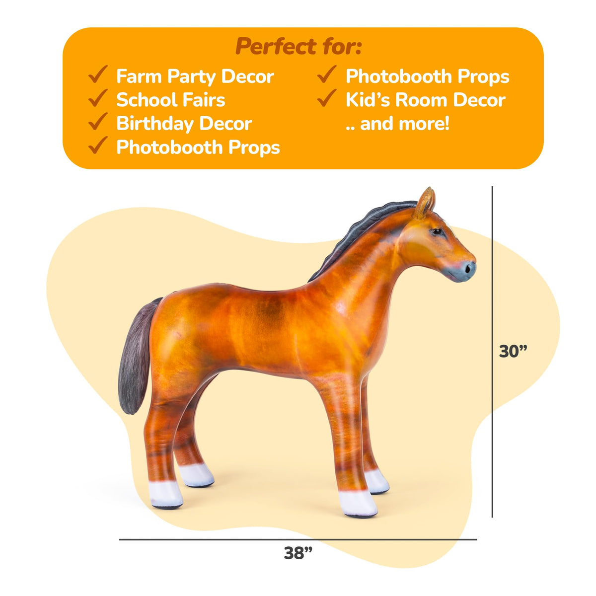ArtCreativity inflatable horse used by kids during games and pretend rodeo play.