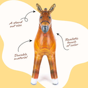 ArtCreativity 38-inch inflatable brown horse standing upright, perfect for photo booths and party focal point.
