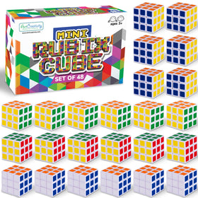 ArtCreativity 48-pack mini Rubik's cubes for portable fidget fun and quick focus.
