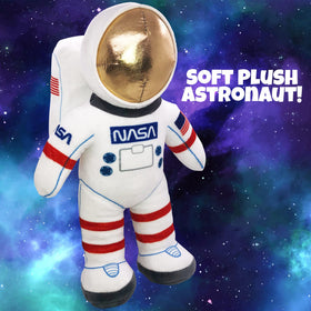 ArtCreativity astronaut plush with metallic helmet enhances cozy bedtime stories.