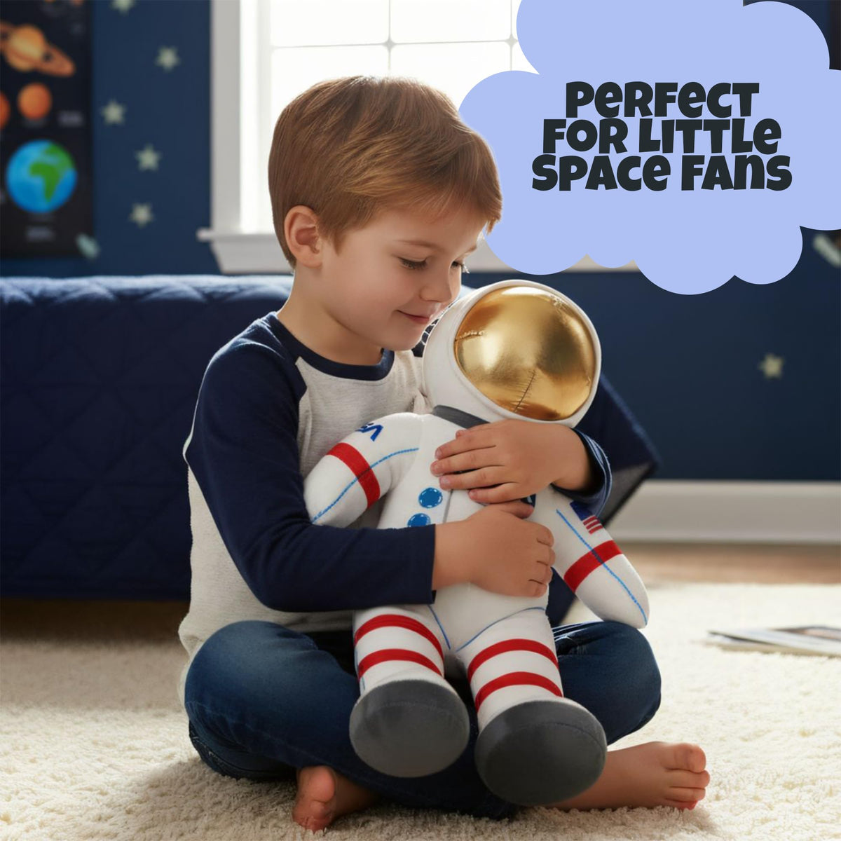 12-inch astronaut plush for galaxy party decorations and kid-friendly decor.