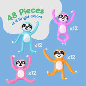 Close-up of ArtsCreativity bendable sloth with colorful limbs for fidgety hands.