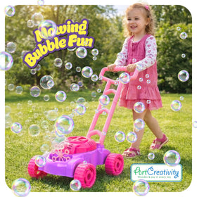 ArtCreativity Bubble Lawn Mower displaying built-in sound effects for pretend play