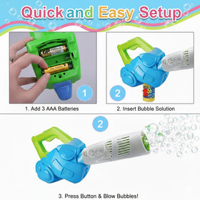 ArtCreativity Bubble Leaf Blower design features a battery compartment for quick setup.