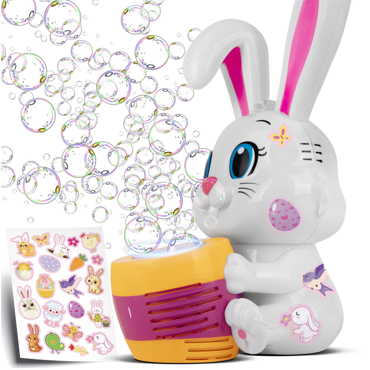 ArtCreativity Bunny Bubble Machine close-up shows the cute bunny design in action.