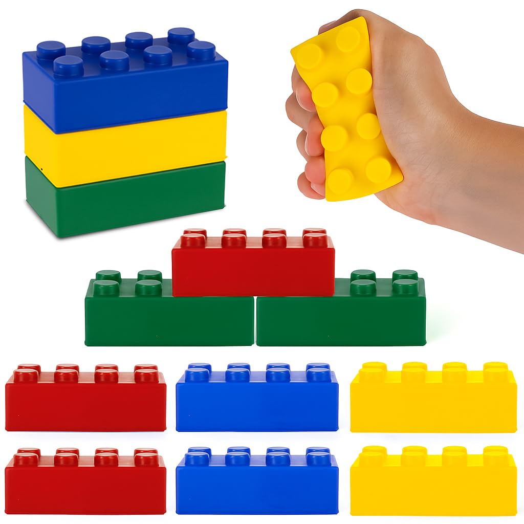 ArtCreativity building block stress toy pack—soft foam blocks for portable fidget relief.