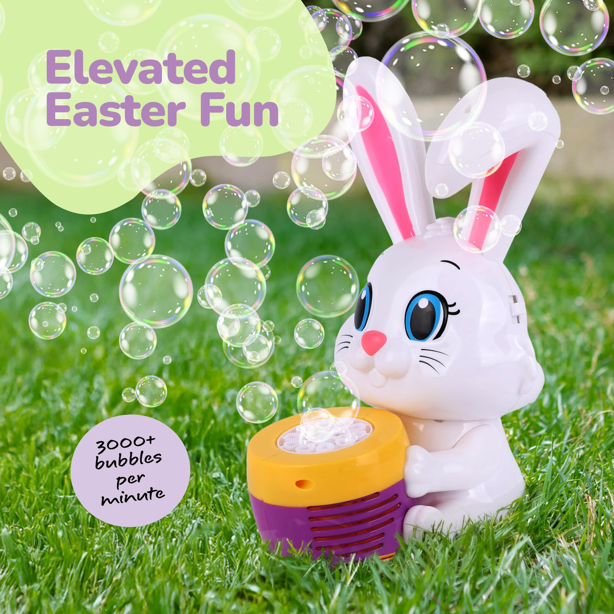 ArtCreativity Bunny Bubble Machine built-in music enhances playtime with cheerful tunes.