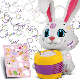 ArtCreativity Bunny Bubble Machine with a bunny holding an egg for festive fun.