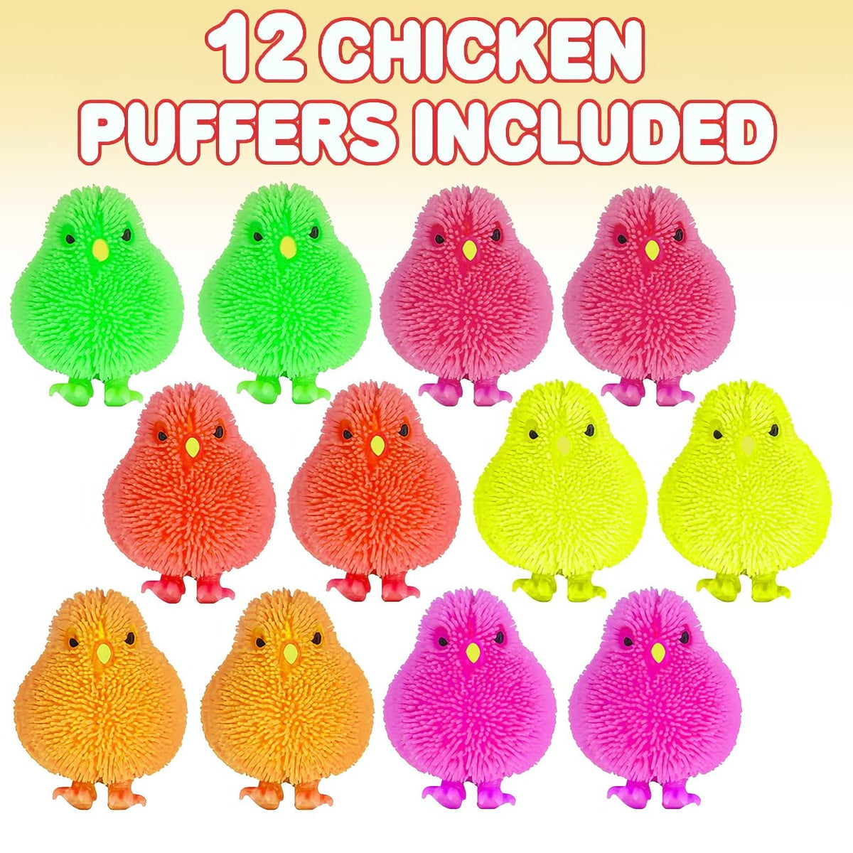 ArtCreativity neon chicken puffers in vibrant colors for Easter activities.