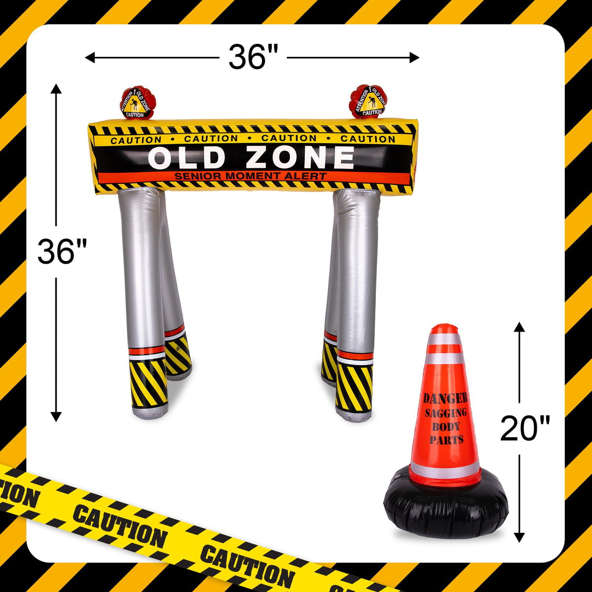 ArtCreativity inflatable cone prop, about 20 inches tall, adds comedic contrast to decor.