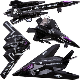 ArtCreativity diecast stealth bomber set with four jets for imaginative play.