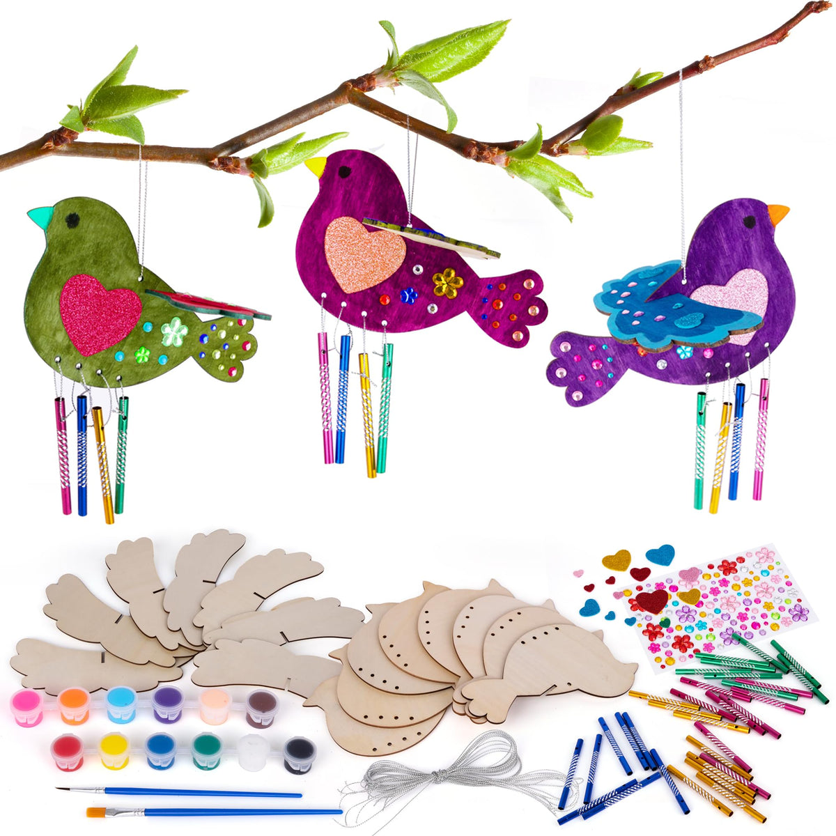 ArtCreativity wind chime kit packaging for eight chimes and accessories